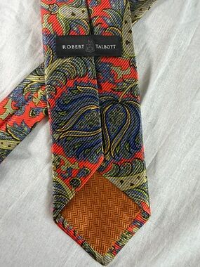 Robert Talbott Red Paisley Tie with Blue and Gold Motifs